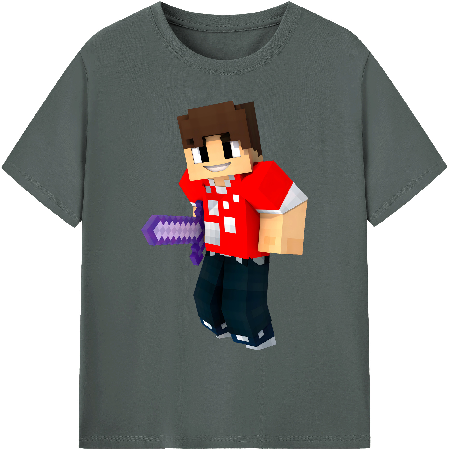 （画像用） マインクラフト ブロックの世界 Minecraft MC Block world 綿100％ メンズ半袖Tシャツ｜肌触りやわらか＆通気性